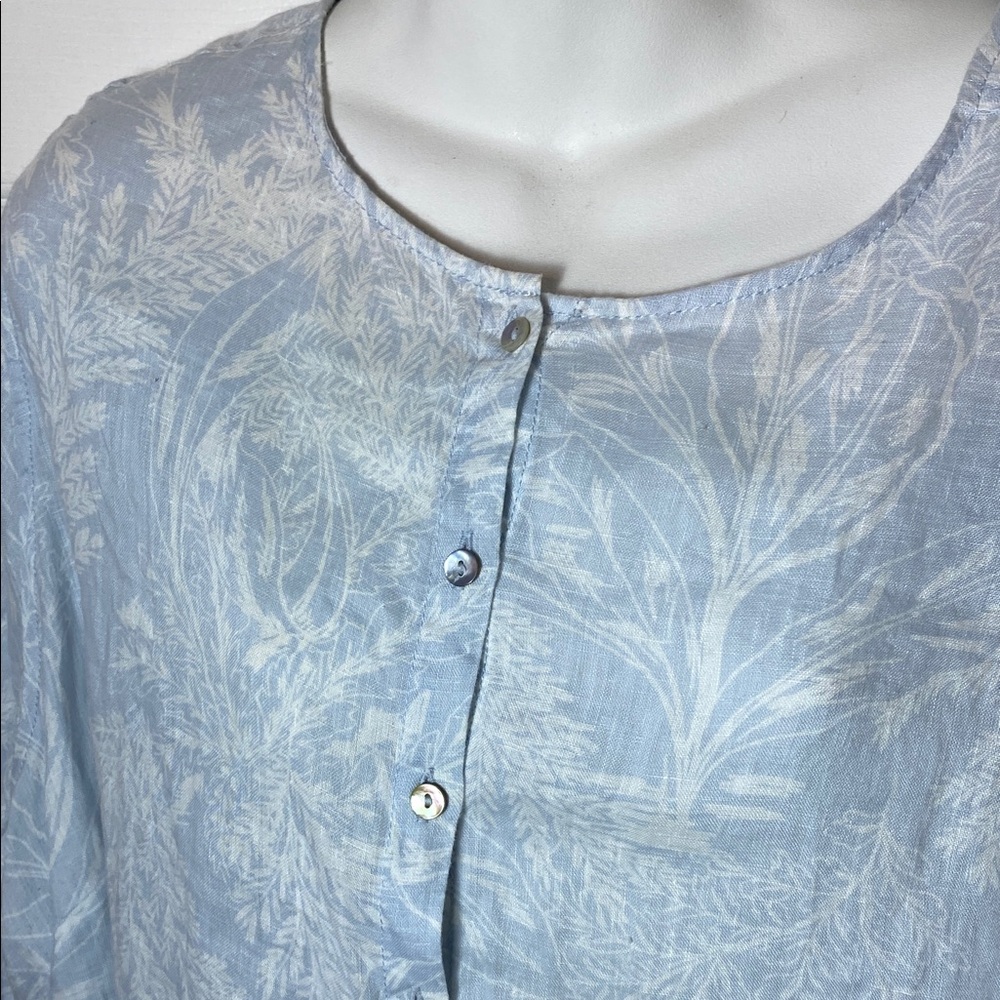 Tahari Women Linen Pastel Blue Button-Down Shirt Tunic Plus Size 1x - Picture 6 of 8